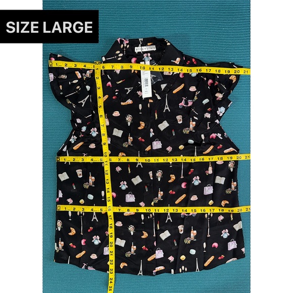 Alice + Olivia Martel Flutter Sleeve Silk Blouse Top - Picture 11 of 13